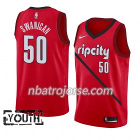 Barn Portland Trail Blazers Tröja Caleb Swanigan 50 2018-19 Nike Röd Swingman